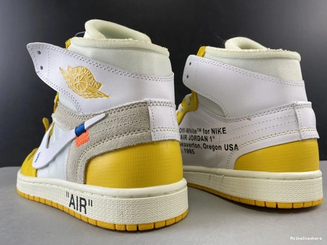 MaikeSneakers Powder Jordan 1 Dark Air NRG White Off-White x AQ0818-149 Yellow-Cone 0812